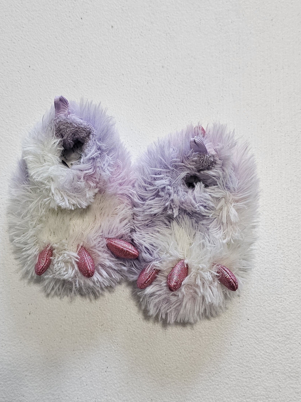 Kids Slippers - Pink & Purple Fuzzy Indoor Shoes